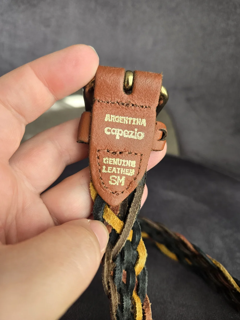 Capezio Multicolor Braided Leather Belt with Tan Ends